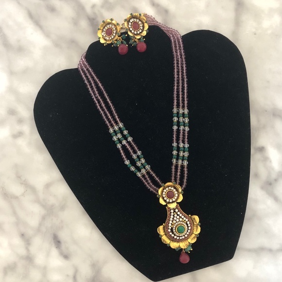 Faux Ruby Indian Jewelry Set - Picture 2 of 4